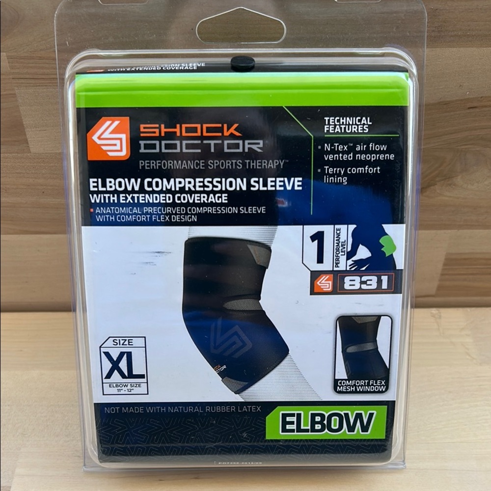 Shock Doctor 831 Elbow Compression Sleeve Extended Coverage Black XL New